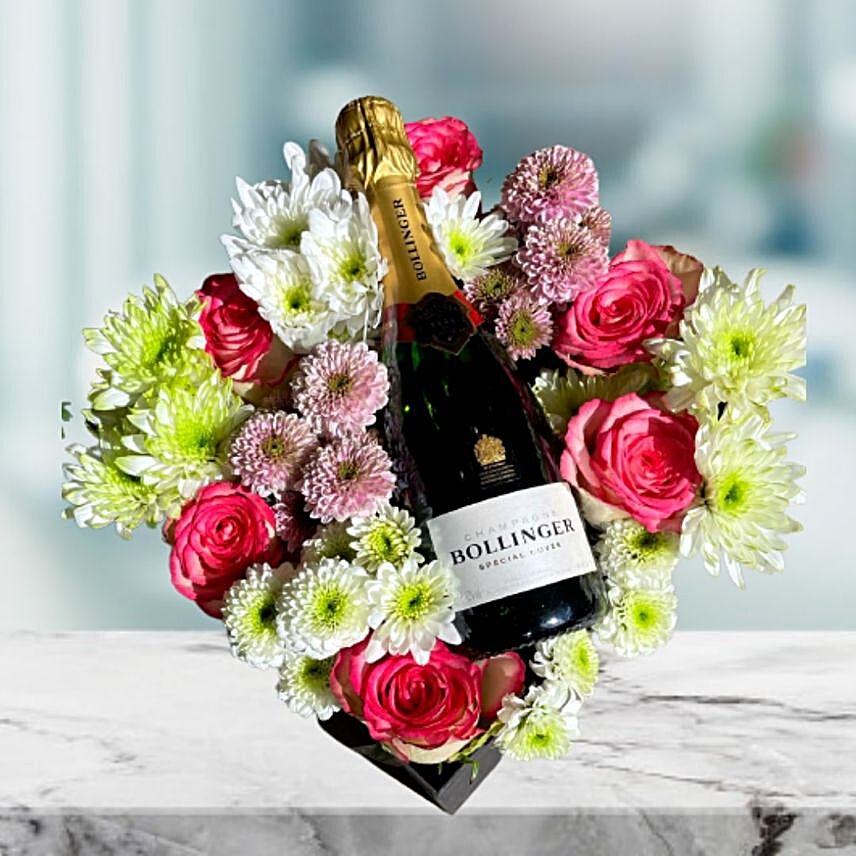 Elegant Flowers And Champagne