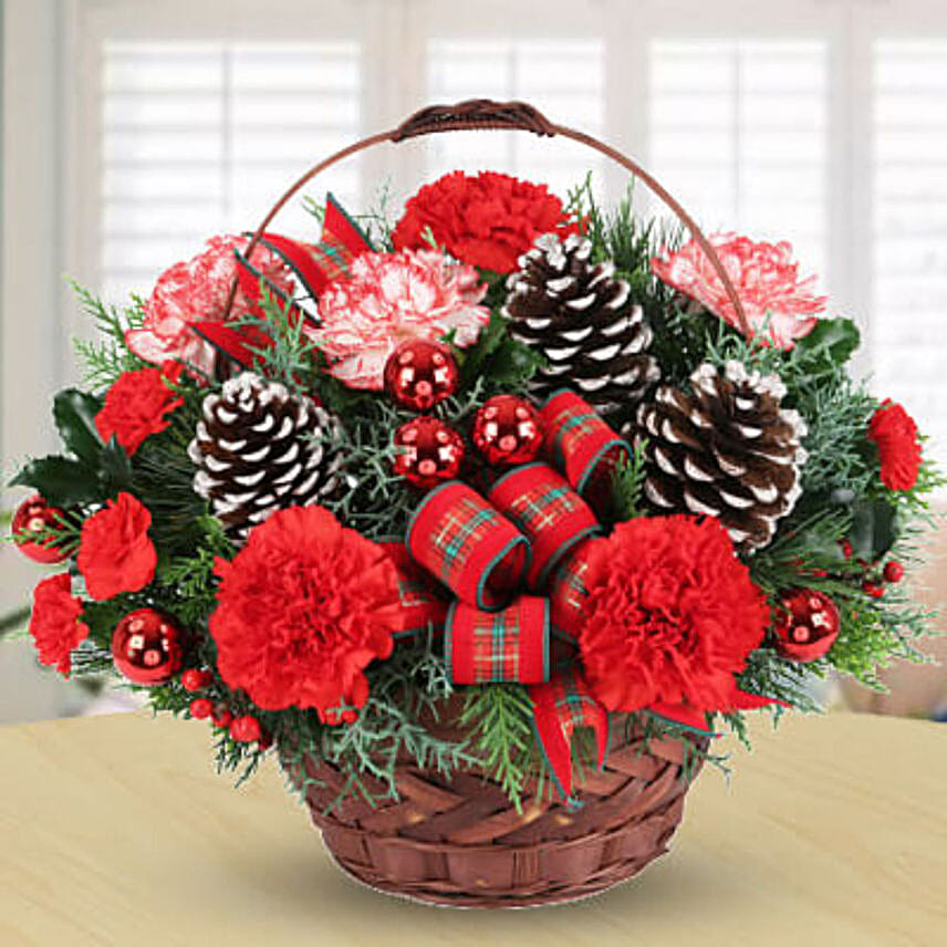 Christmas Special Mixed Carnations Basket