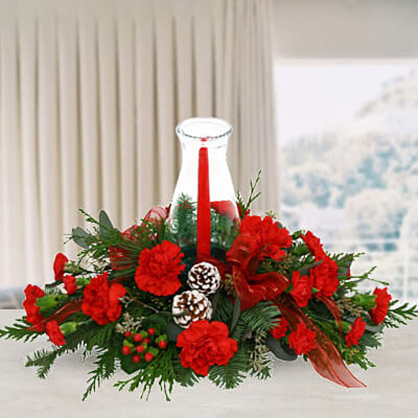 Red Carnations Christmas Arrangement