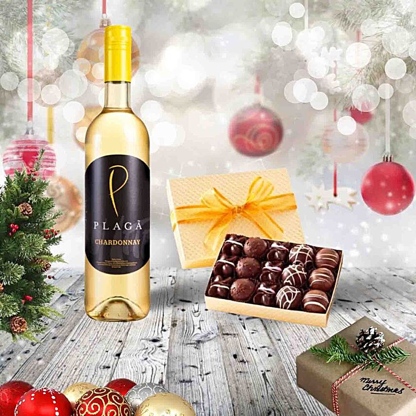 Red Wine And Truffle Gift Box:Order Chocolates in Indonesia
