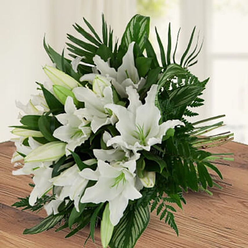 Serene White Lilies Bouquet