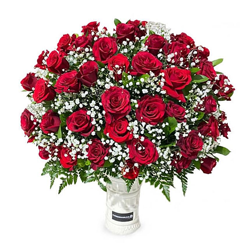 Eternal Love Red Roses Vase:Flower Arrangements to Indonesia
