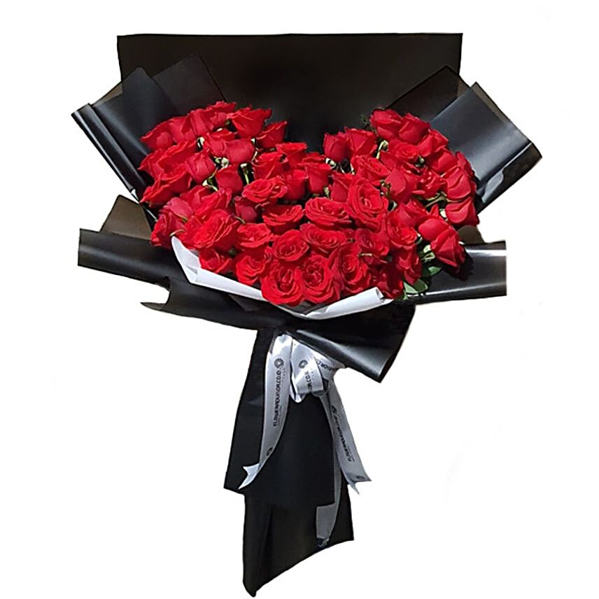 Heart Shaped Red Roses Bouquet