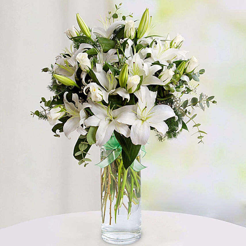 Charm Of Peace With Lilies And Roses