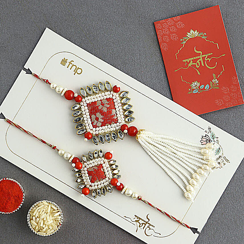 Bandhani Bhaiya Bhabhi Rakhi Set N Rasgulla Sweetness
