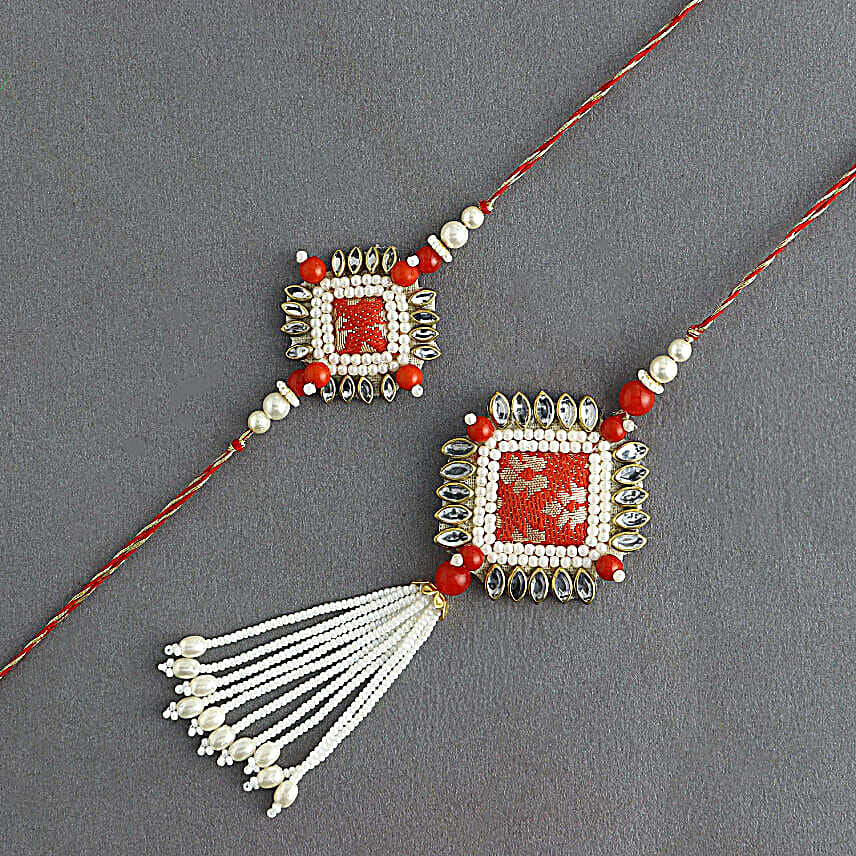 Bandhani Bhaiya Bhabhi Rakhi Set N Rasgulla Sweetness