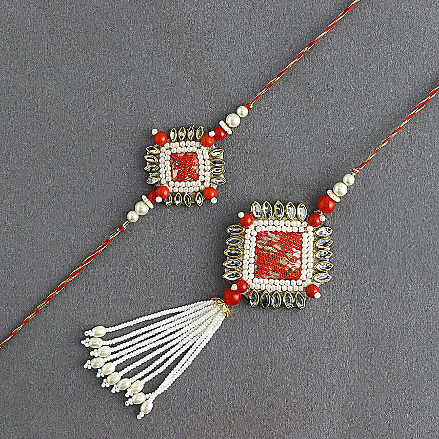 Bandhani Bhaiya Bhabhi Rakhi Set N Rasgulla Sweetness