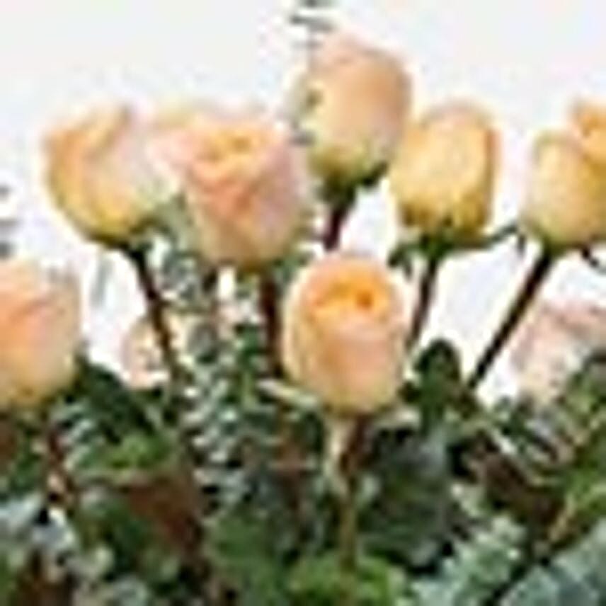Bunch Of 12 Peach Roses Vase Arrangement