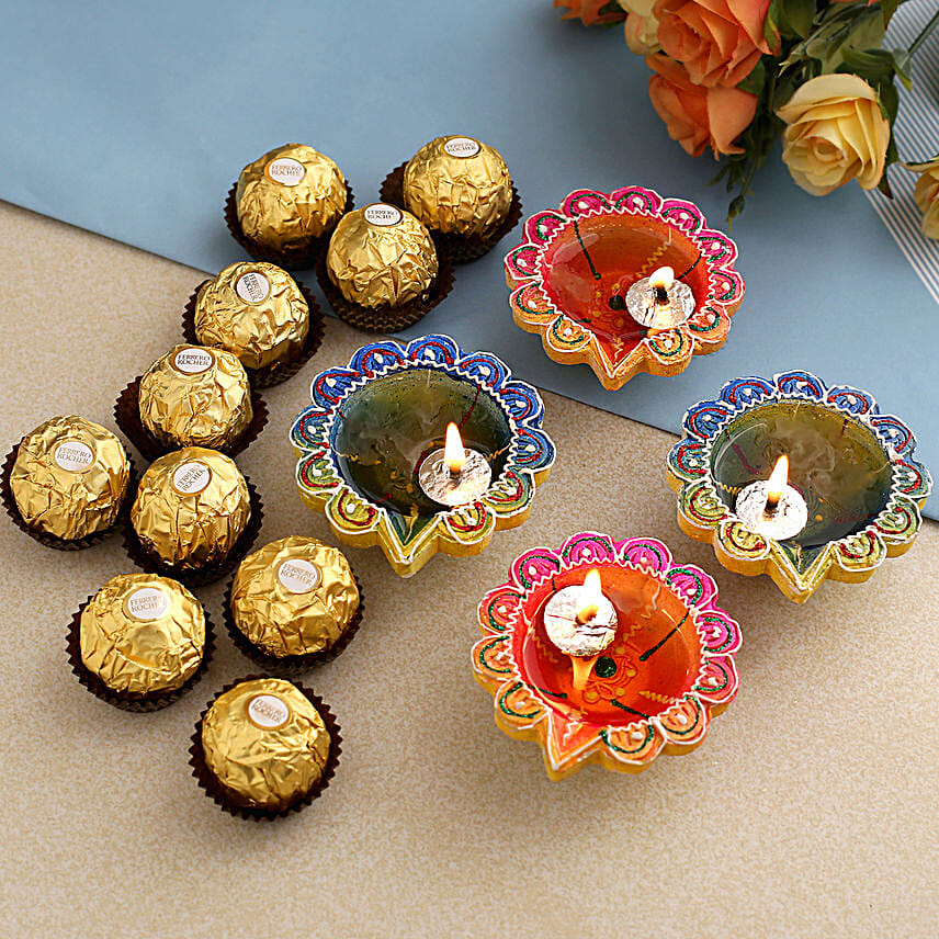 Decorative Diyas And Ferrero Rocher