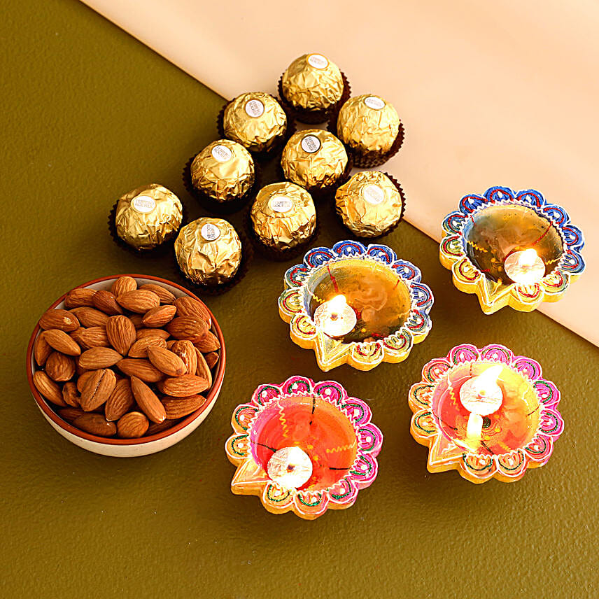 Diwali Diyas With Chocolates And Almonds