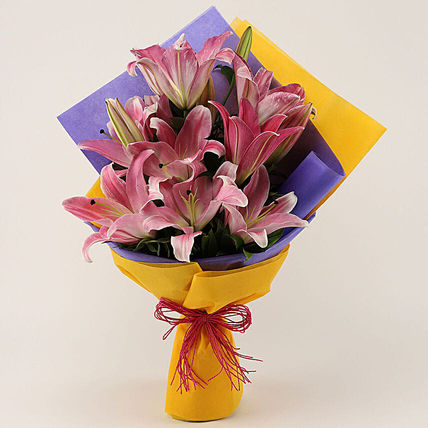 Enchanting Pink Oriental Lilies Bouquet
