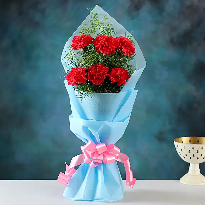 Eternal Pink Carnations Bunch With Chocolate Cake