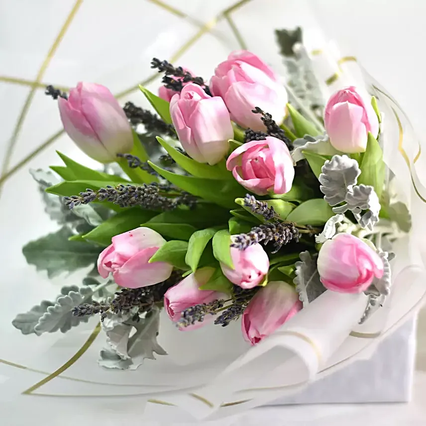 Lovely Pink Tulips Bouquet