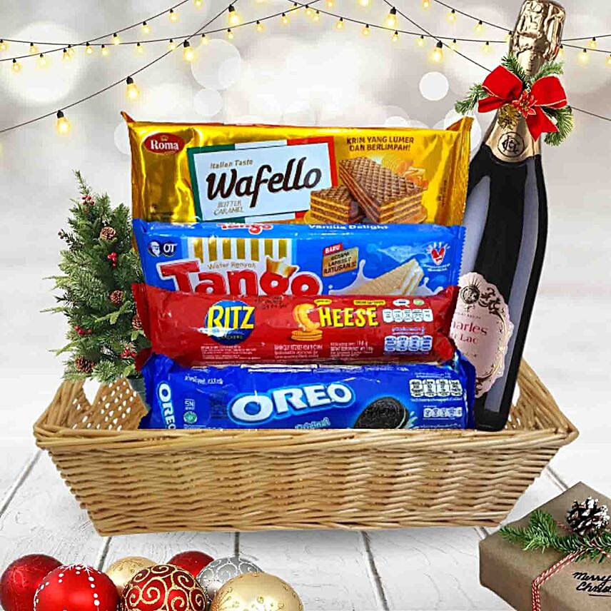 Sparkling Juice And Delightful Treats Hamper
