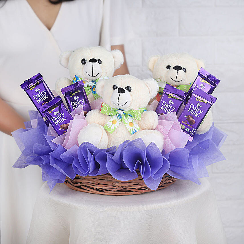Teddy and Chocolate Basket