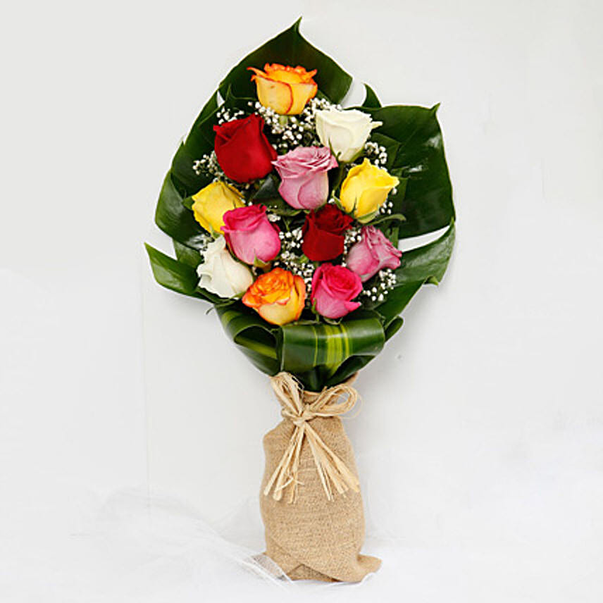 Vivid Roses Bouquet & Chocolate Fudge Cake