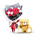 Rose Bouquet And Teddy Bear Combo