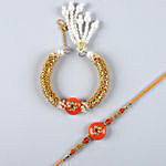 Orange Pearl And Lumba Rakhi Set
