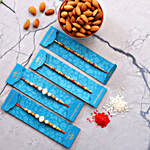 Pearl Studded Mauli Rakhi Set And Healthy Almonds