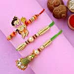 Bal Hanuman And Green Pearl Lumba Rakhi Set