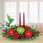 Red Roses And Gerberas Christmas Arrangement