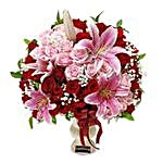 Majestic Roses And Lilies Vase