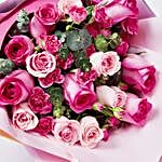 Attractive Mixed Roses Wrapped Bouquet