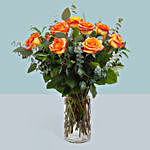 Attractive Roses Glass Vase Arrangement