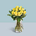 Vase Of Sunshine Yellow Roses