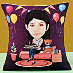 Personalised Caricature Birthday Cushion