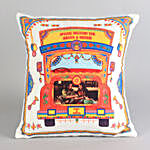 Sneh Om Rudraksha Rakhi and Personalised Cushion