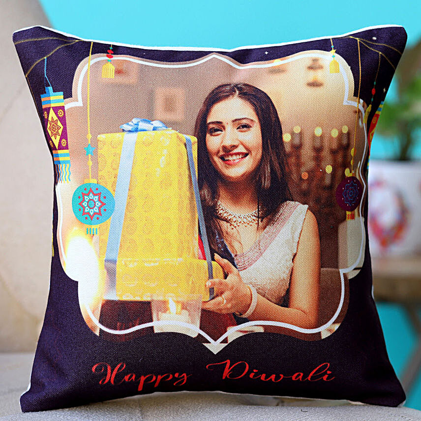 Personalised Black Happy Diwali Cushion