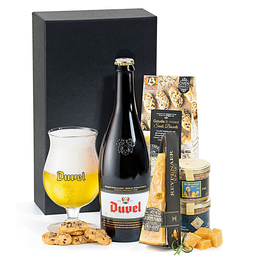 Duvel Belgian Beer With Cheese And Pate:Send Christmas Gifts to Ireland