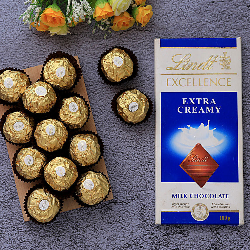 Ferrero Rocher And Lindt Chocolate Combo:Rakhi Gifts to Sister in Ireland