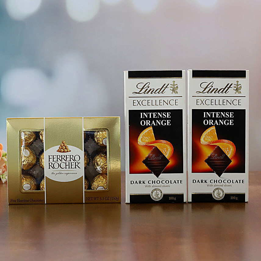 Ferrero Rocher And Lindt Intense Orange Chocolates:Send Gifts to Ireland