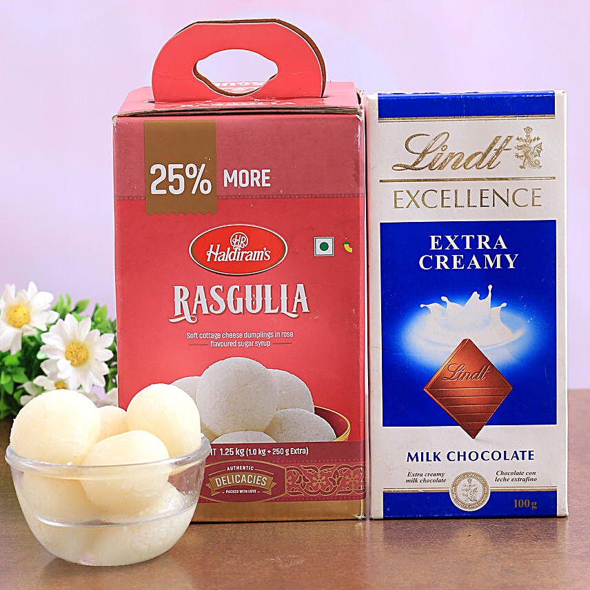 Haldiram Rasgulla And Lindt Chocolate Combo:Diwali Gifts to Ireland