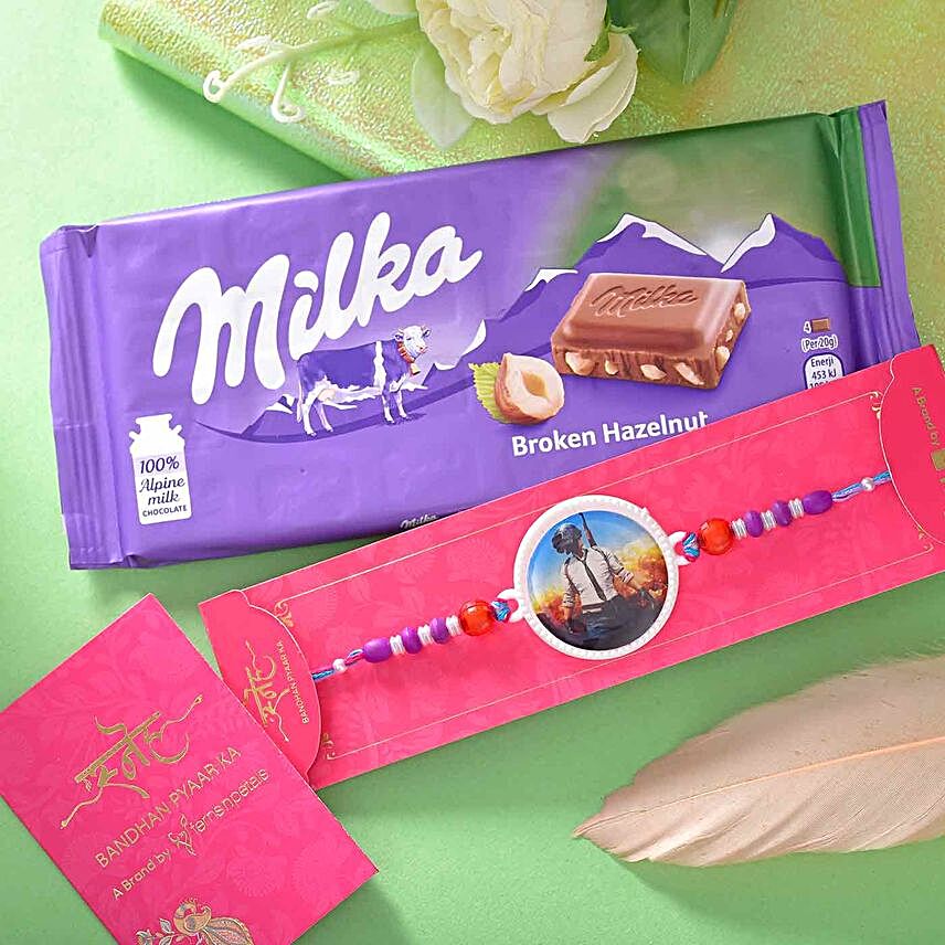 Sneh Kids Pubg Warrior Rakhi & Milka Chocolate:Rakhi for Kids in Ireland