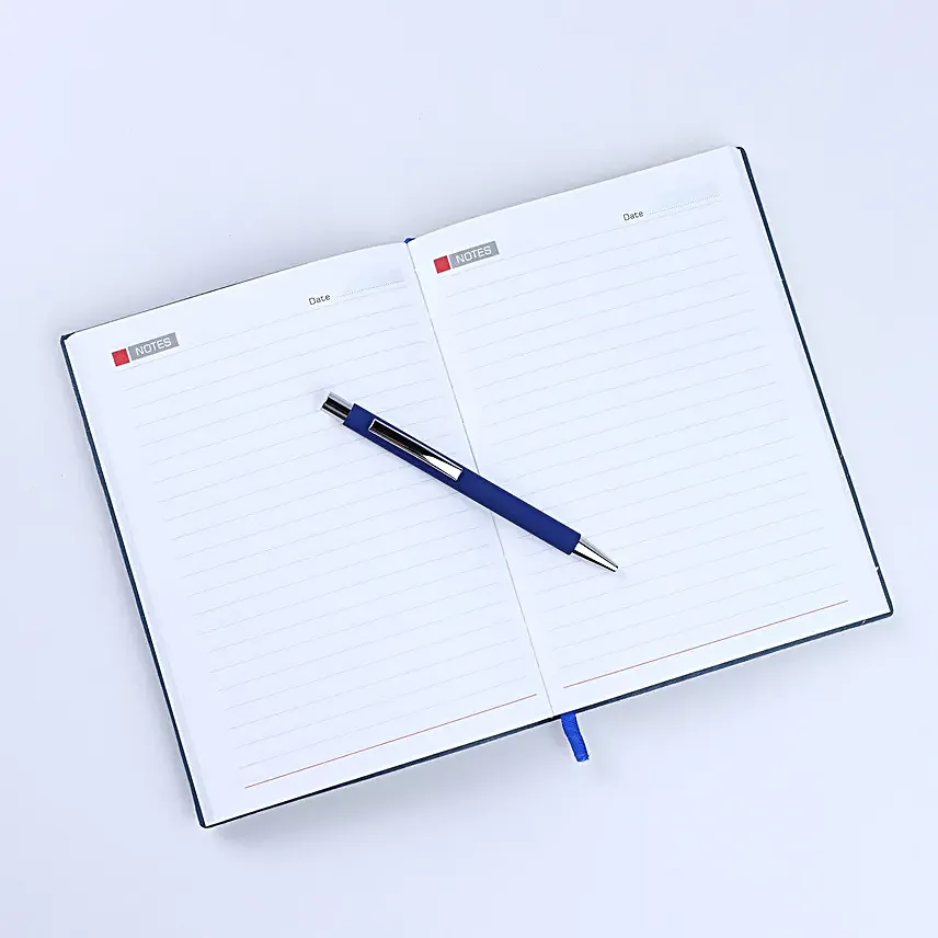 Personalised Blue Notebook and Pen Combo