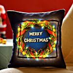 Christmas Greetings Wreath LED Cushion
