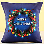 Christmas Greetings Wreath LED Cushion