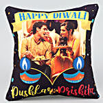 Personalised Happy Diwali Black Cushion