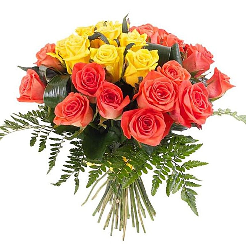 Yellow And Orange Roses Bunch