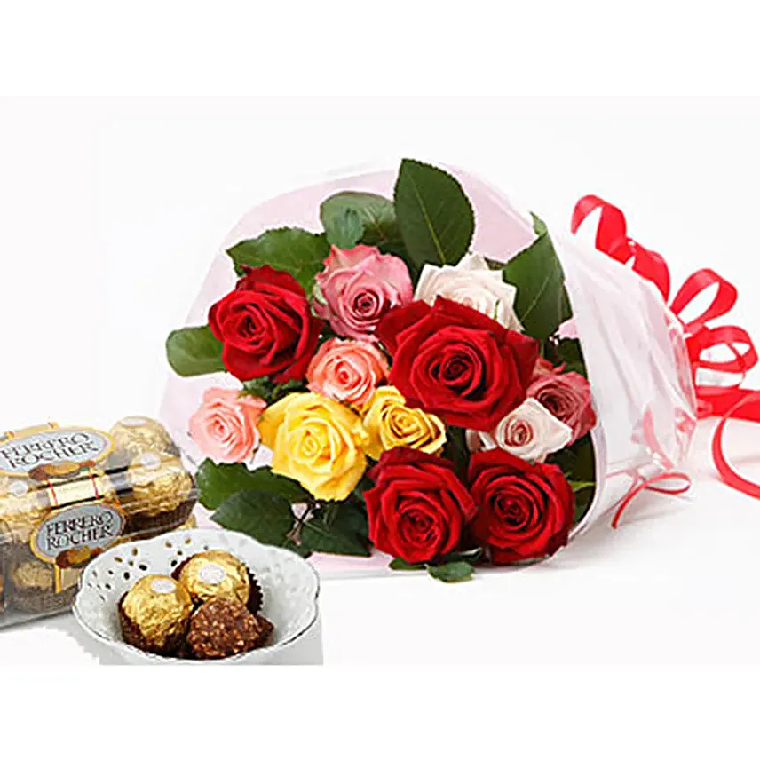 Rose Bunch With Chocolates:Send Corporate Gifts to Japan