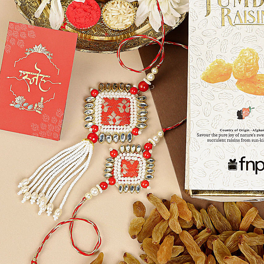 Bandhani Bhaiya Bhabhi Rakhi Set N Rakhi Treats
