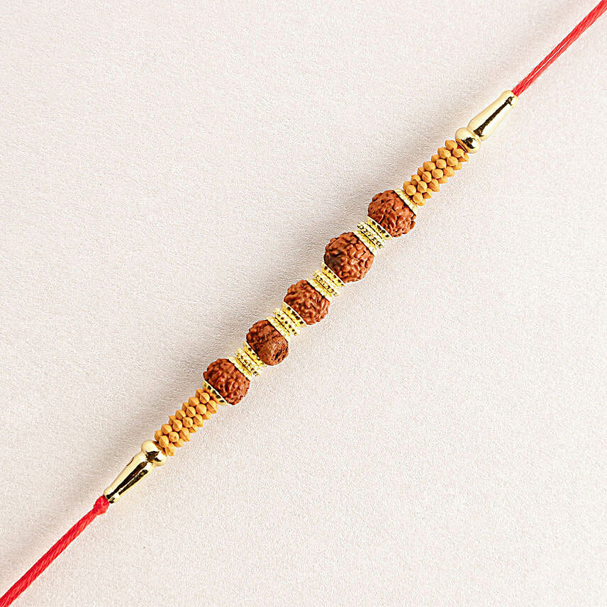 Celestial Charms Rudraksha Rakhi N Almond Soan Papdi Gift Set