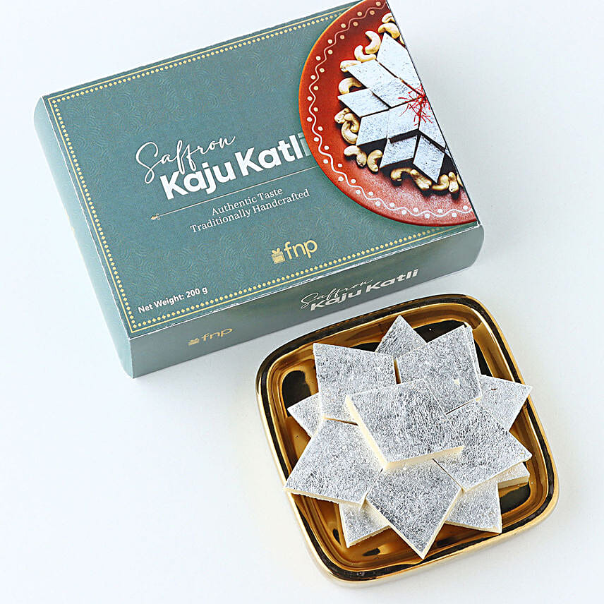 Cultural Charm Ethnic Rakhi Set of 2 N Kesar Kaju Katli Goodness