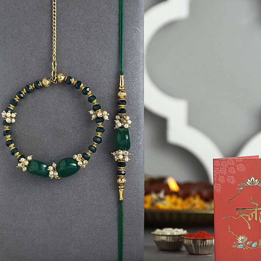 Enchanted Emerald Bhaiya Bhabhi Pearl Set N Nuts