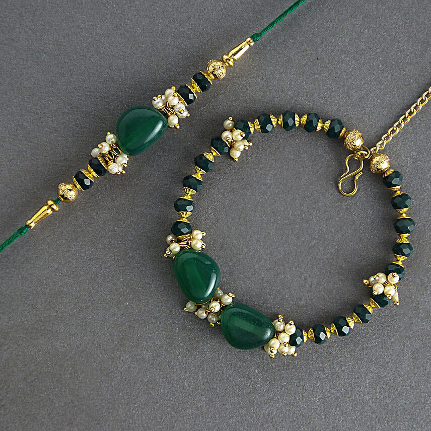 Enchanted Emerald Bhaiya Bhabhi Pearl Set N Nuts