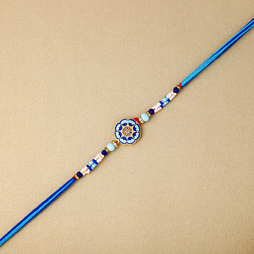 Floral Blue Meenakari Rakhi N Savoury Delights