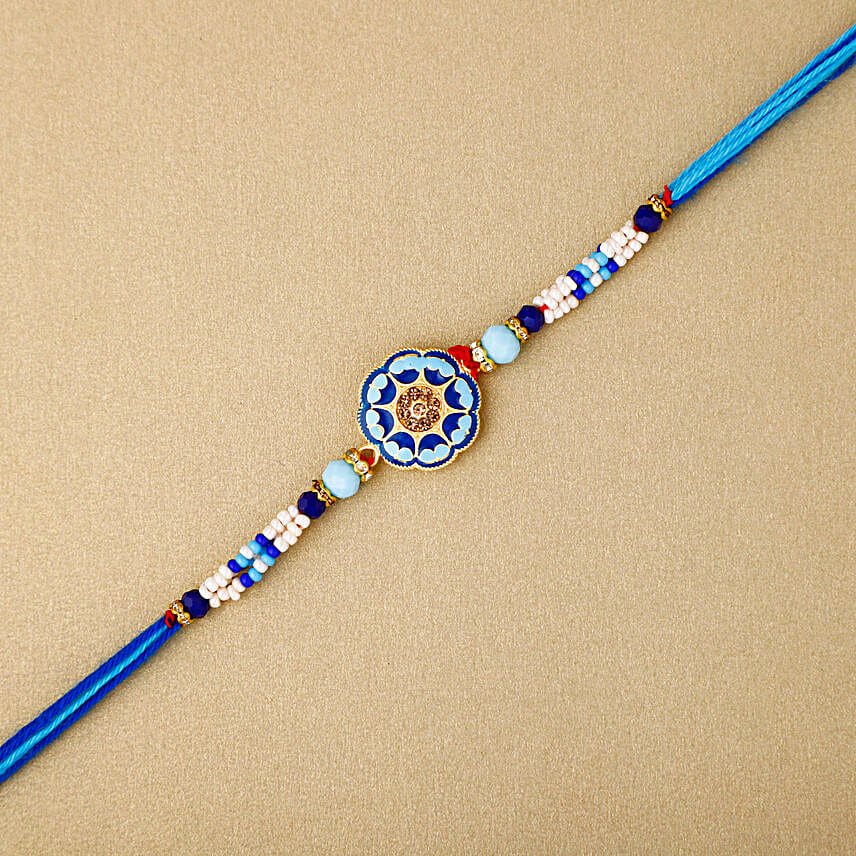 Floral Blue Meenakari Rakhi N Savoury Delights